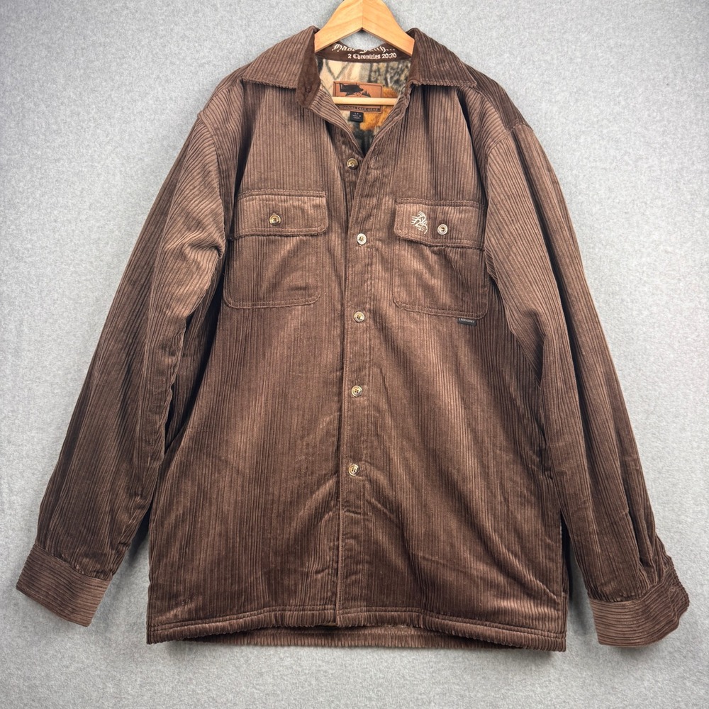 Legendary Whitetails Shirt Jacket Mens LT Brown Corduroy Fleece Camo Shacket